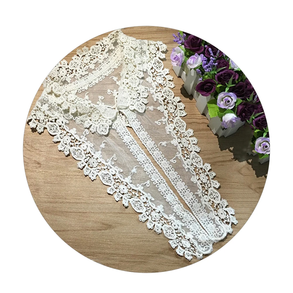 Модная хлопковая кружевная вышивка сделай сам на декольте Воротник шитая