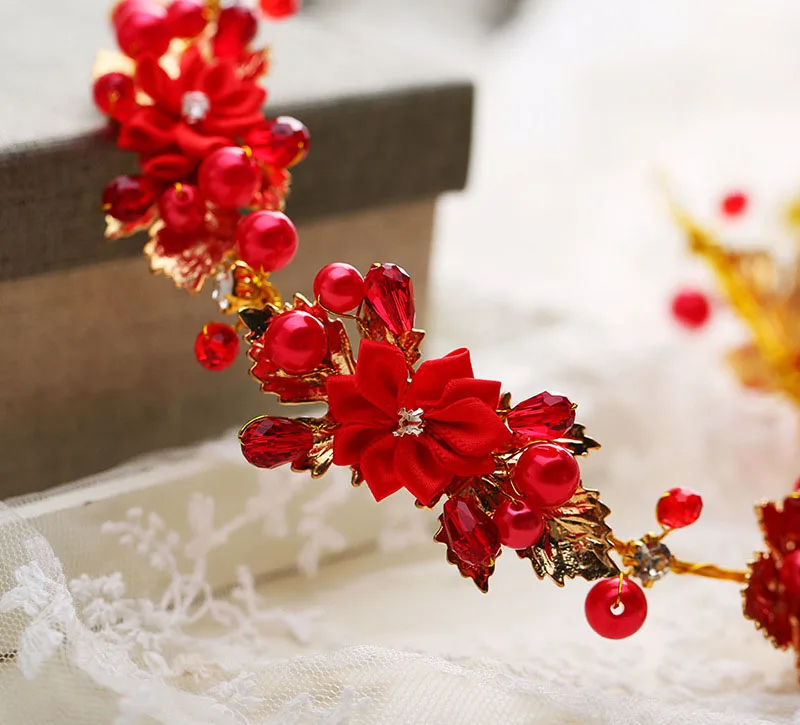 HIMSTORY цветок ручной работы красного цвета в форме листьев головная повязка