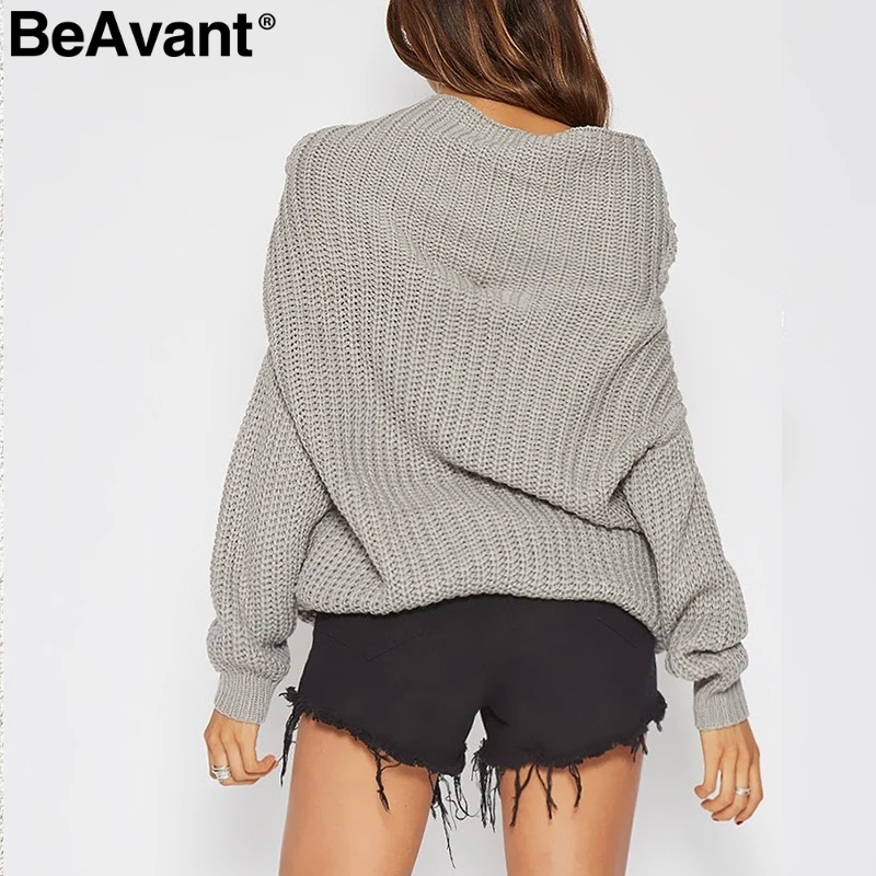 BeAvant Tricot с открытыми плечами зимнее свободное платье женское вязаное платье-свитер большого размера осеннее Новое Повседневное платье-пуловер