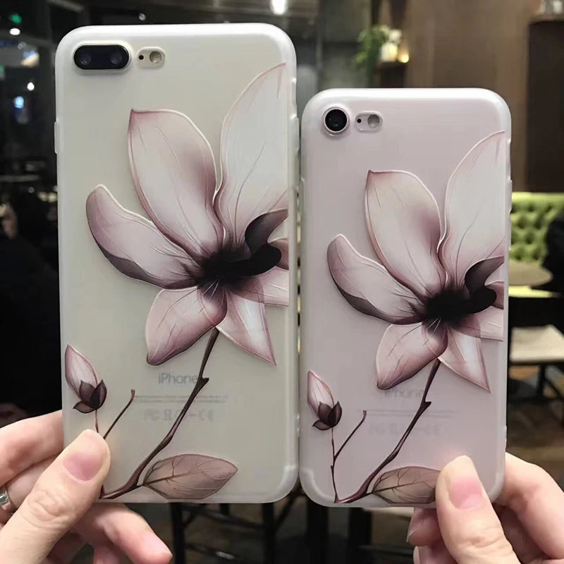 Чехол Lotus Flower для iPhone 8 Plus X XS Max XR объемный рельефный чехол с розами телефона 7 6S 5 5S SE