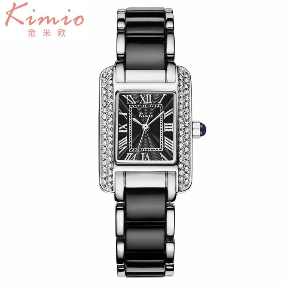 KIMIO Luxury Brand Женщины Белые Керамические Часы Мода Женева Кварцевые Наручные часы