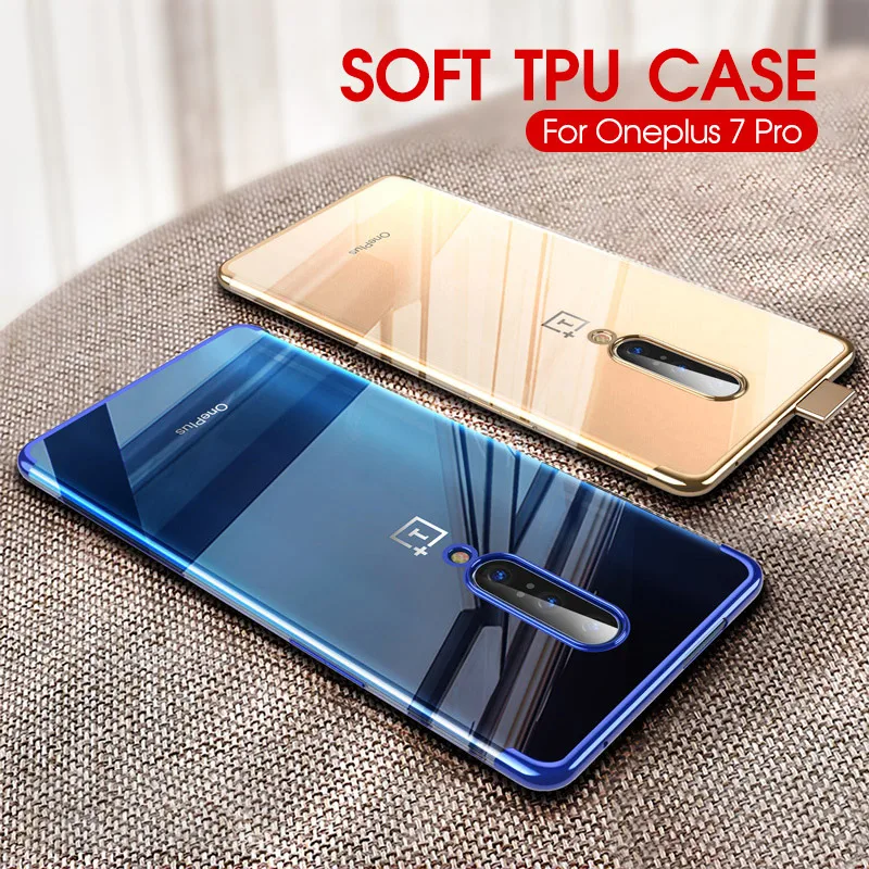 Transparent TPU Case For Oneplus 7 Pro 6T 5T 5 Soft Cover Silicone Plating Bumper Protective Phone Capa One plus |