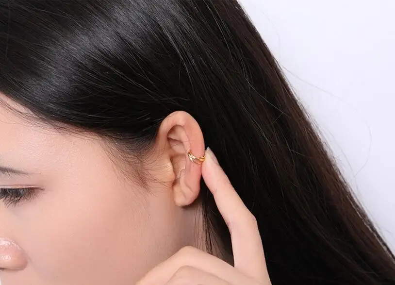 Золотые серьги-клипсы без проколов не ПРОКАЛЫВАЮЩИЕ серьги клипсы для ушей из
