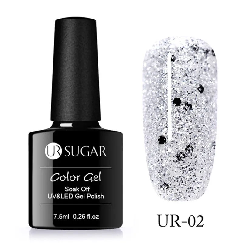 UR 02 Ur Sugar 7,5 мл Блестящий замачиваемый УФ голографический Кристальный Гель-лак цветной неоновый лак с блестками Гель-лак для ногтей - Цвет: UR 02
