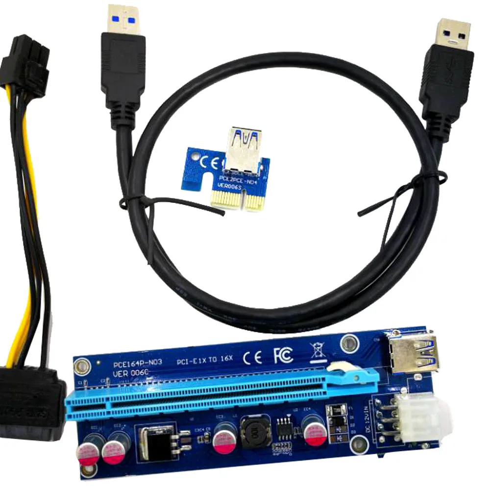 USB3.0 PCI-E Express 1x к 16x расширитель переходника карты адаптер SATA 6Pin кабель удлинитель