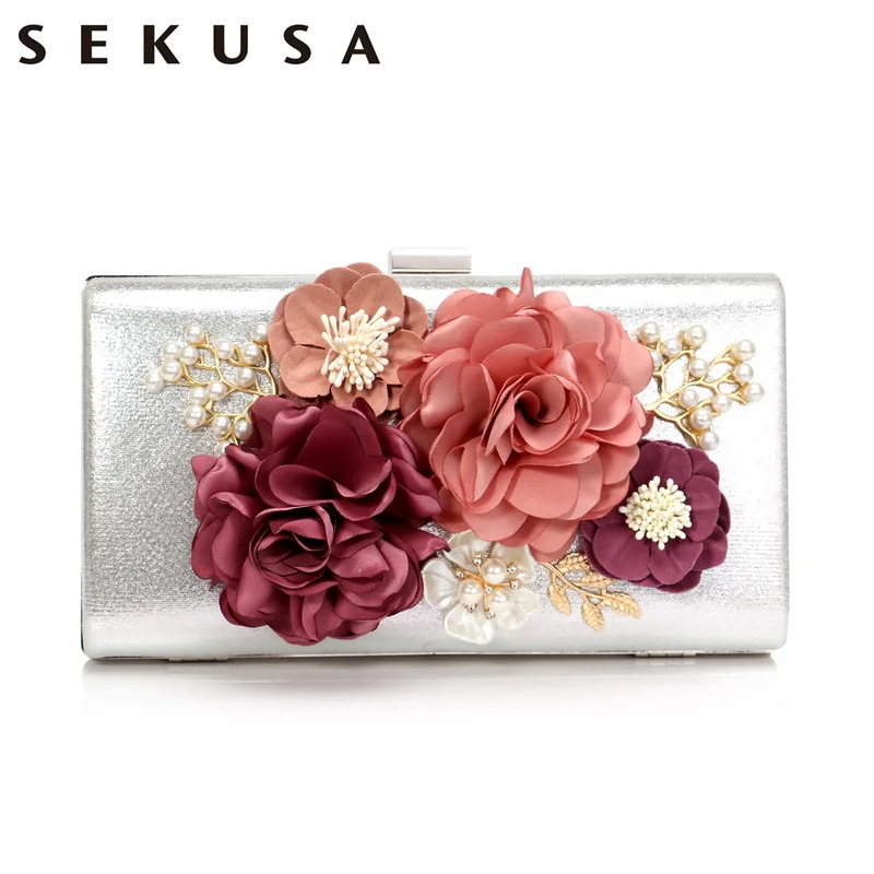 

Женская сумочка-клатч SEKUSA, с цепочкой, на плечо, с цветочным узором, вечерняя сумочка с бисером