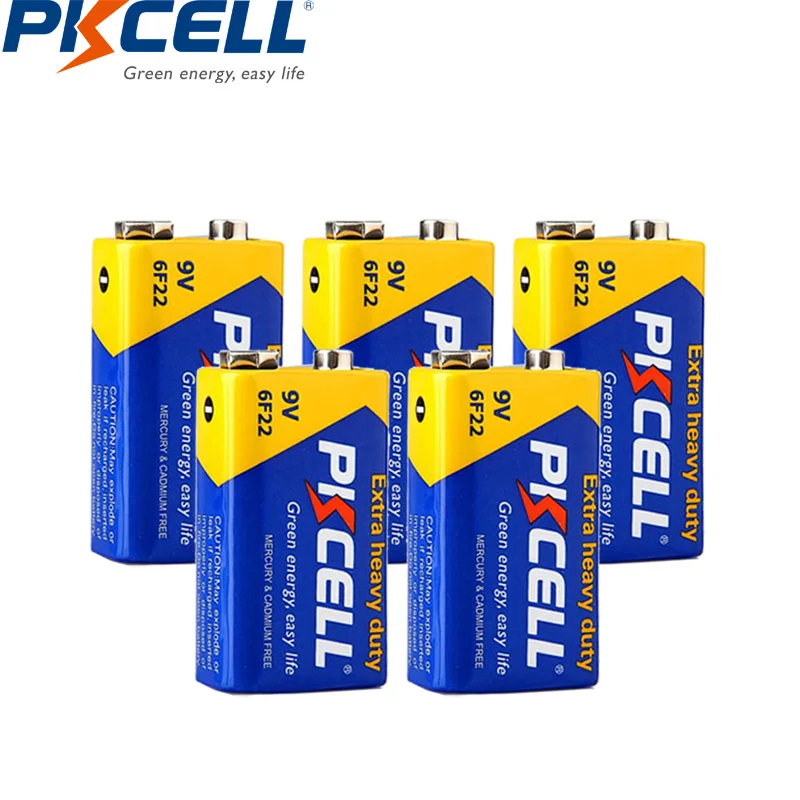 Электронный термометр PKCELL 5 шт. 9 В 6f22 PP3 6LR61 MN1604 первичные цинковые Углеродные