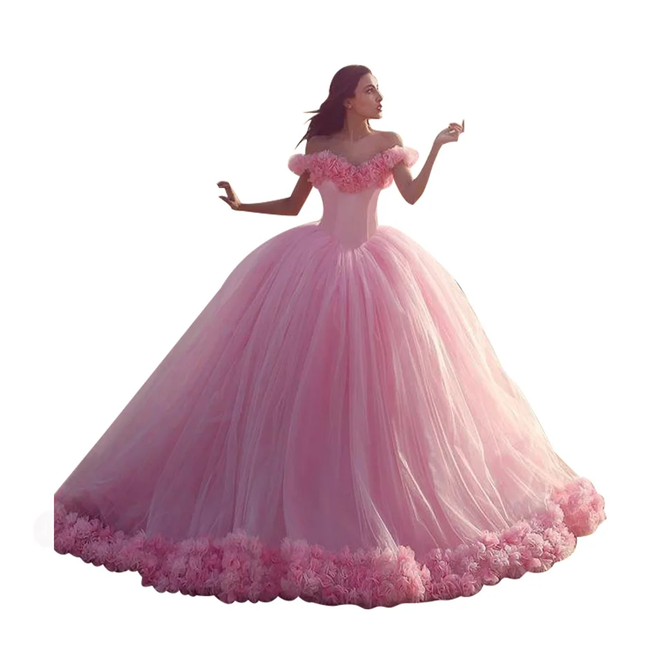 Вечернее платье с цветами ручной работы розовое сказочное длинное для