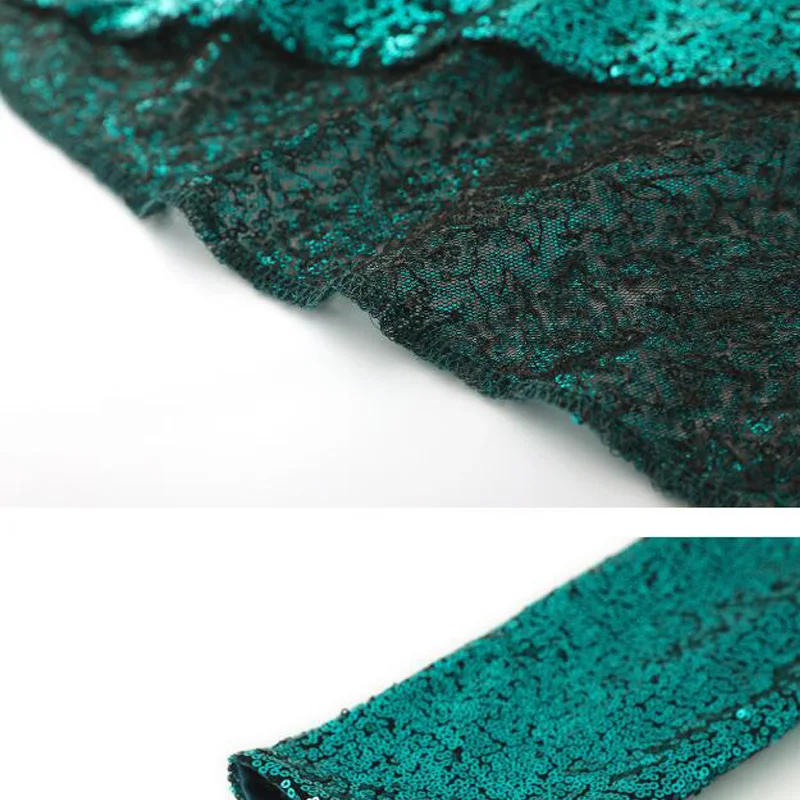 Женское платье с блестками вечернее блестящее длинным рукавом и треугольным