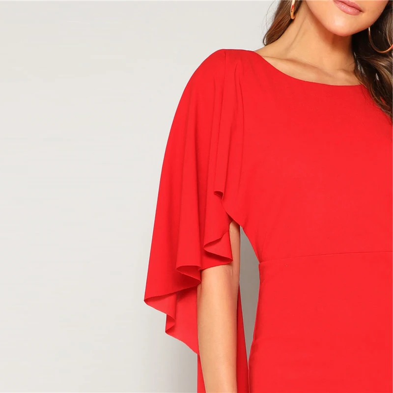 SHEIN Платье С Асимметричным Рукавом И Открытой Спинкой Сексуальное Летнее Элегантное Платье