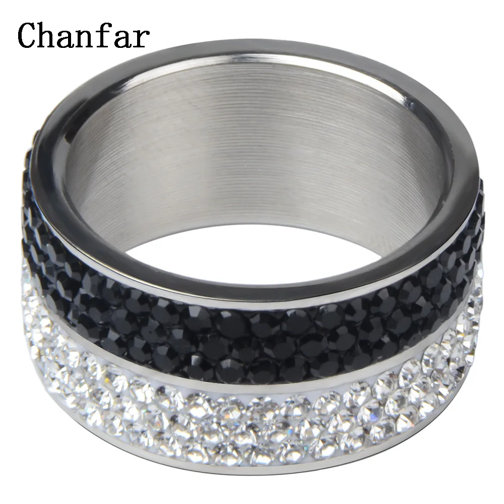 Chanfar 6 7 8 9 10 Сияющие различные цвета кристалл проложили кольцо из нержавеющей стали 316L для женщин мужское обручальное кольцо ювелирные изделия