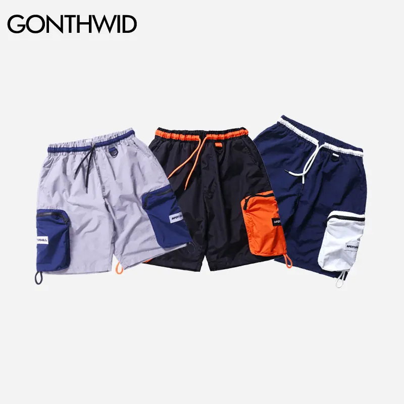 GONTHWID молнии накладные карманы мешковатые шорты Лето Хип хоп Для мужчин