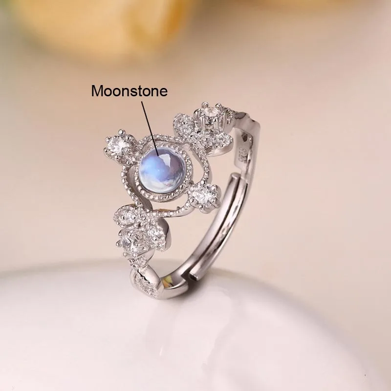 Красный деревья реальные 925 пробы серебро природным драгоценным камнем лунного