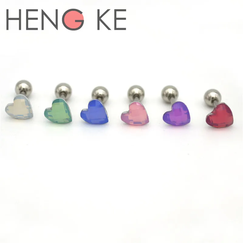 Korean Heart Ear Stud Ear Earrings for Women Fashion Jewelry Cute Candy Tragus Heart Ring With Pole Stud Ear Helix Daith Lobe