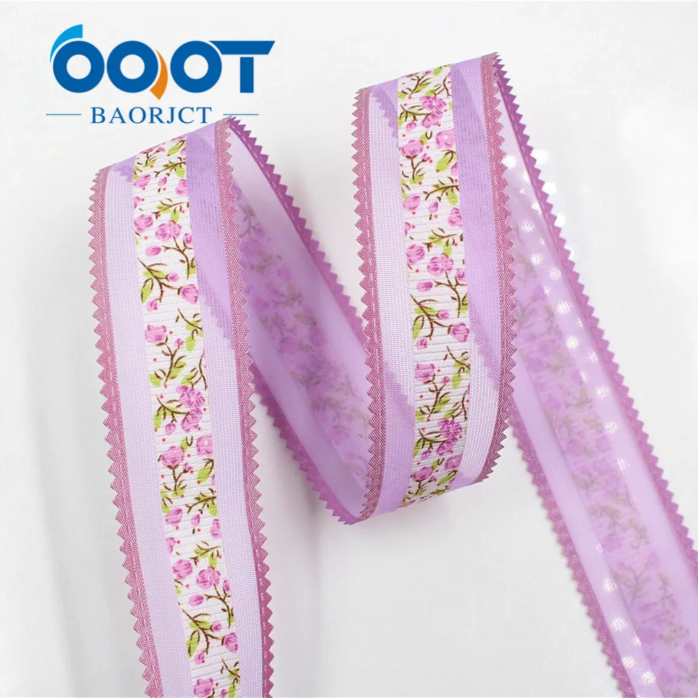 OOOT BAORJCT 17122318 горячая Распродажа 32 мм 10 ярдов полые цветы атласная лента DIY