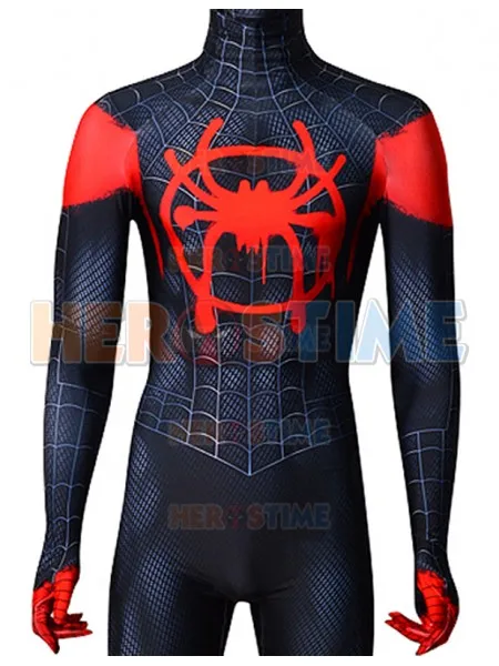 3D Print Miles Morales Spider-man Cosplay Costume Animated Version Spiderman Bodysuit Lycra Zentai Spidey Full Body Suit | Тематическая
