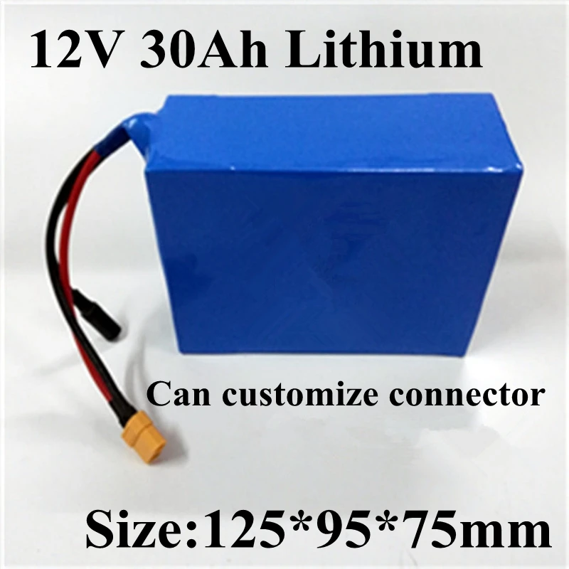 

Power battery 12v 30ah 30000mah 12v dc li-ion lithium pack for 200w golf trolly ATV crazy cart backup power gel + 3A Charger