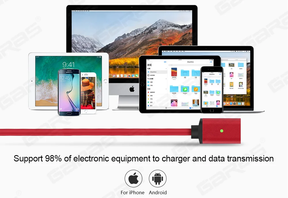 GARAS USB Type C/IOS/Micro USB 3IN1 магнитный кабельТип-C USB-C быстро Зарядное устройство адаптер Магнит кабель для iphone Кабели для мобильных телефонов