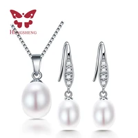 hengsheng fine jewelry sets water drop black freshwater pearl pendantsnecklace and earrings 9 10mm