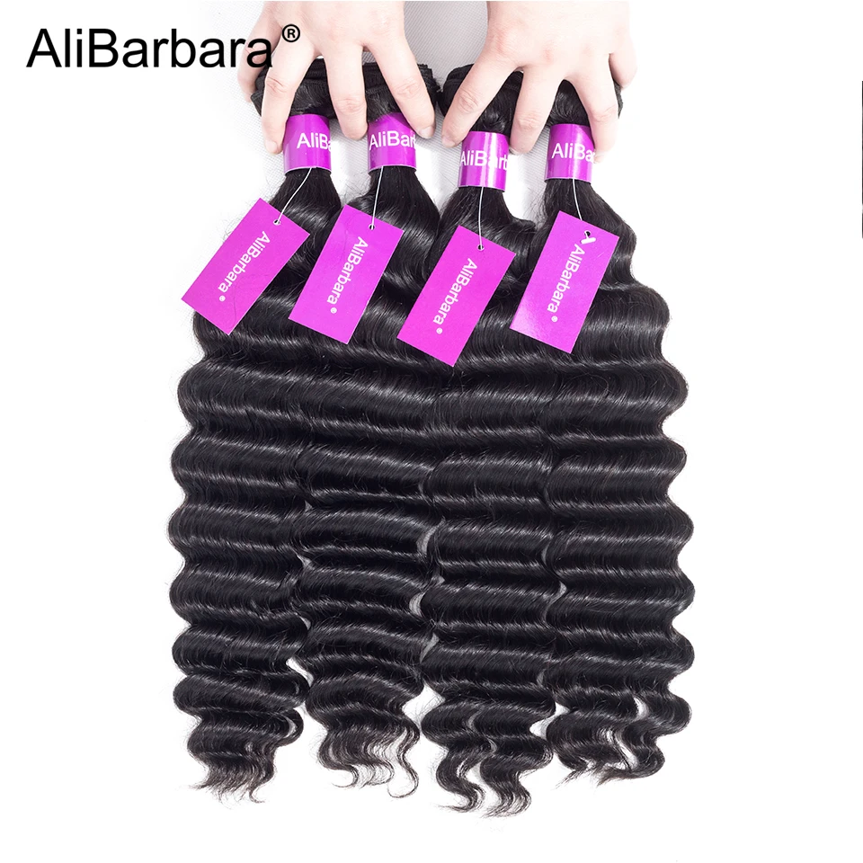 Волосы AliBarbara перуанские свободные глубокие пряди волос Remy человеческих 4 для