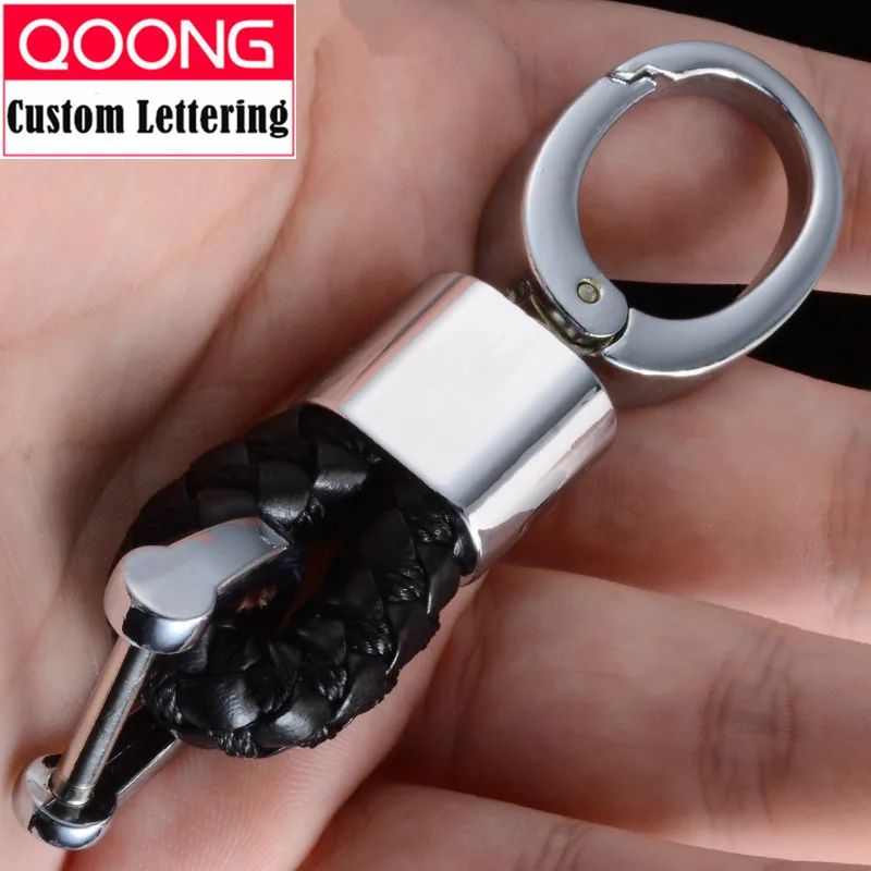 QOONG 2018 автомобильный брелок для ключей из кожи с оплеткой горного хрусталя брелки