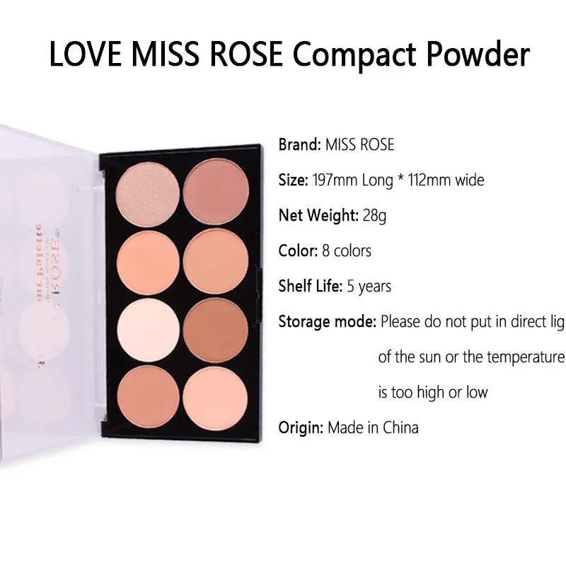 Miss Rose 8 Color Concealer Palette Waterproof Highlight Makeup Base Face Foundation Contouring Corrector Make Up Compact Powder | Красота и