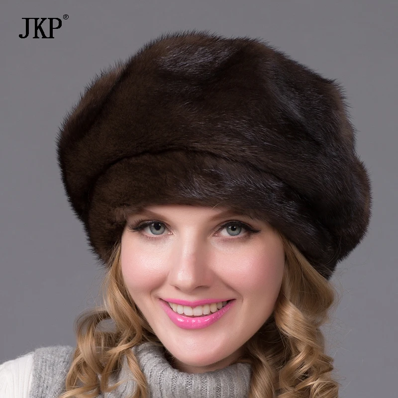 Меховая шапка из натуральной норки и бриллианта Новая модная кепка