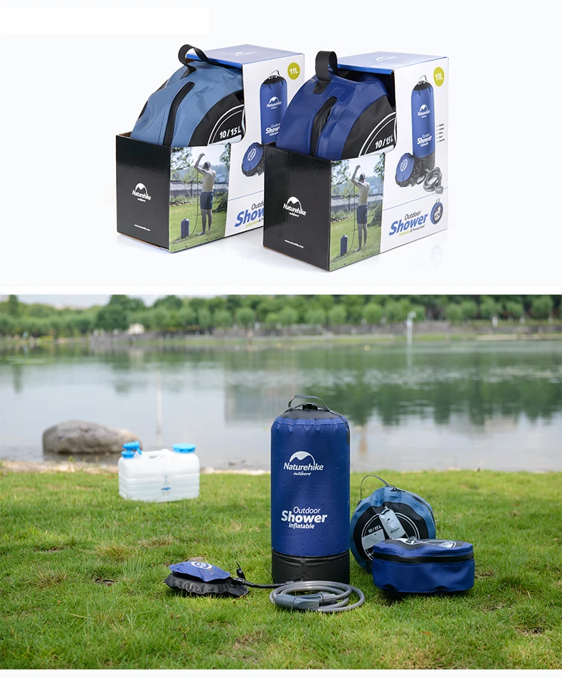 Naturehike 11L портативный душ на открытом воздухе с солнечным подогревом кемпинг душ для купания путешествия походные сумки для воды лагерь душ NH17L101-D