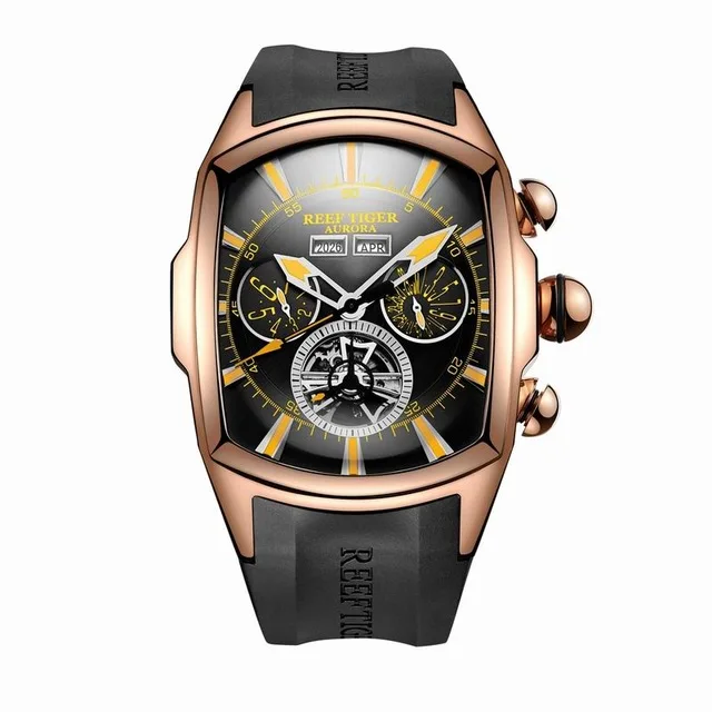 Мужские многофункциональные механические наручные часы Reef Tiger Aurora