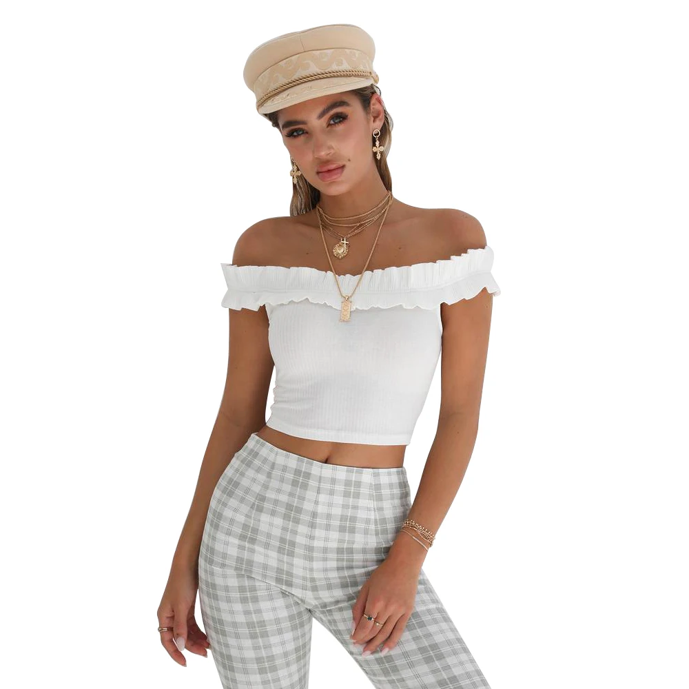 2018 летний пуловер топы с открытыми плечами повседневный тонкий однотонный