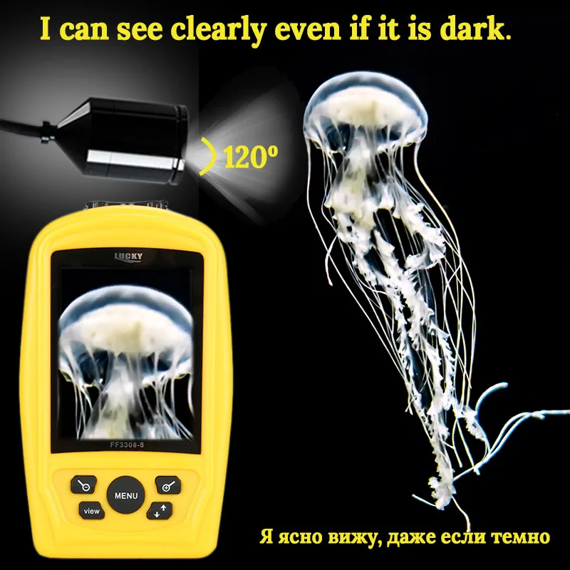Дешево LUCKY FF3308-8 портативная подводная камера система контроля рыбалки CMD Датчик 3,5 дюйма TFT RGB водонепроницаемый монитор 20 м кабель # B9