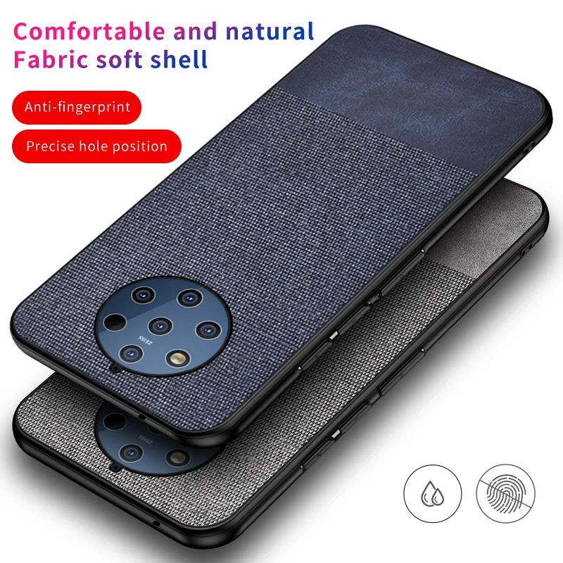 Для Nokia 9 PureView чехол мягкий силиконовый край + ткань текстура кожи удобный