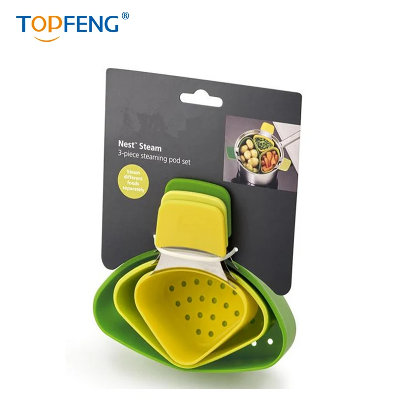 TOPFENG Silicone Steamer Basket Steam Cooker Instant Pot For Cooking Vegetable Multifunction Kitchen Accessories 3pcs/set | Дом и сад