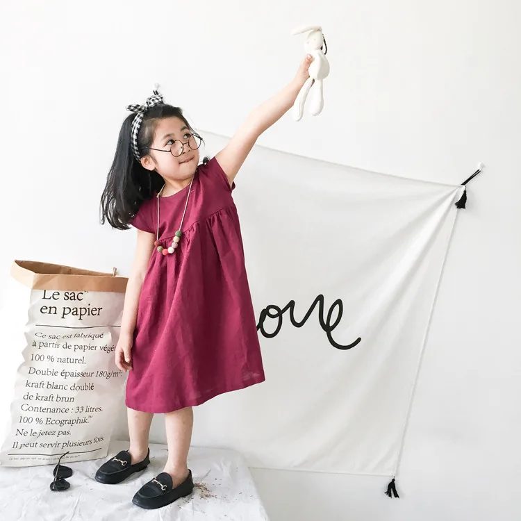 Baby Girls Dress Summer Toddler Kids Linen Cotton Casual Dresses Party Princess Vestido Children Clothing Korean Girl Costume | Детская
