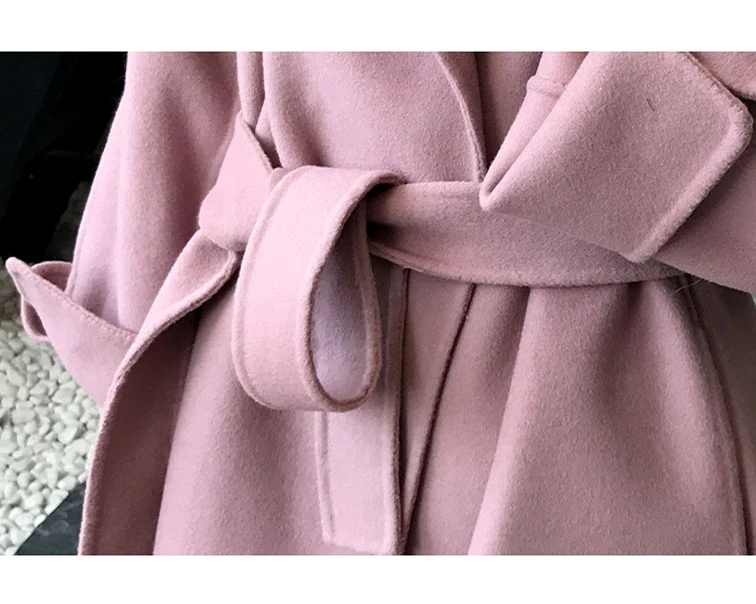 Rf0225 High Street шерстяное Женское пальто с воротником из натурального Лисьего меха с длинным рукавом и поясом шерстяное пальто