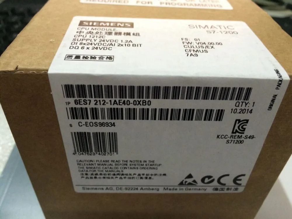 Оригинальный 6ES7212 1AE40 0XB0 SIMATIC S7 1200 CPU 6ES72121AE400XB0 1212C компактный DC/DC новый 6ES7 212 0XB0|cpu| |