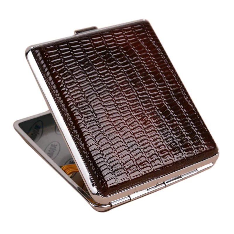 Ретро кожа и металл коробка для сигарет Чехол Держатель табак контейнер хранения