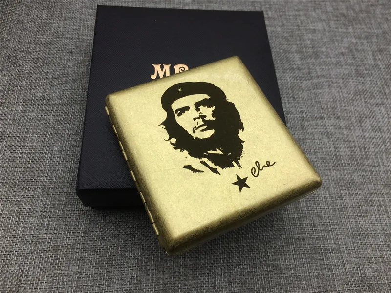 MR. K HQ102 латунный чехол для сигарет Винтажный стиль Che Guevara металлическая коробка для сигарет Лазерная резная коробка для курения