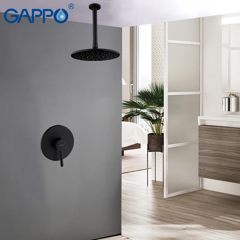 

GAPPO, смесители для душа, водопад, набор для душа, черный смеситель для ванной комнаты, настенный смеситель для ванны, Набор смесителей для душ...