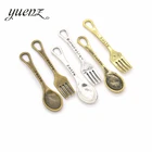 YuenZ 10 шт. Античные Серебристые Подвески в виде ложки, вилки, ожерелья, бусы для рукоделия большое отверстие, бусины, браслеты, подвески J103
