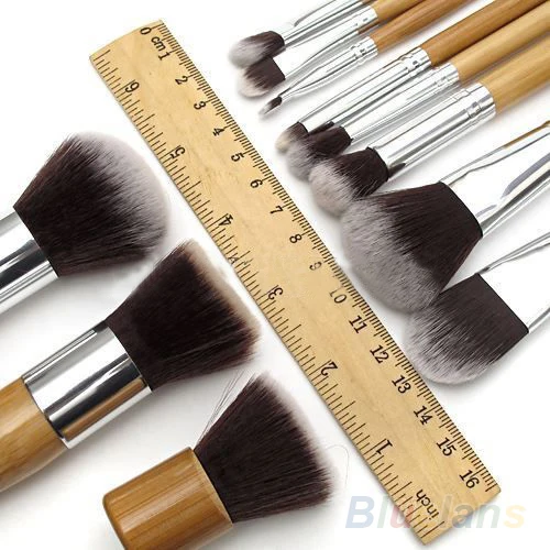 11pcs деревянные ручки лицевые кисточки для макияжа Косметические кисточка бровей