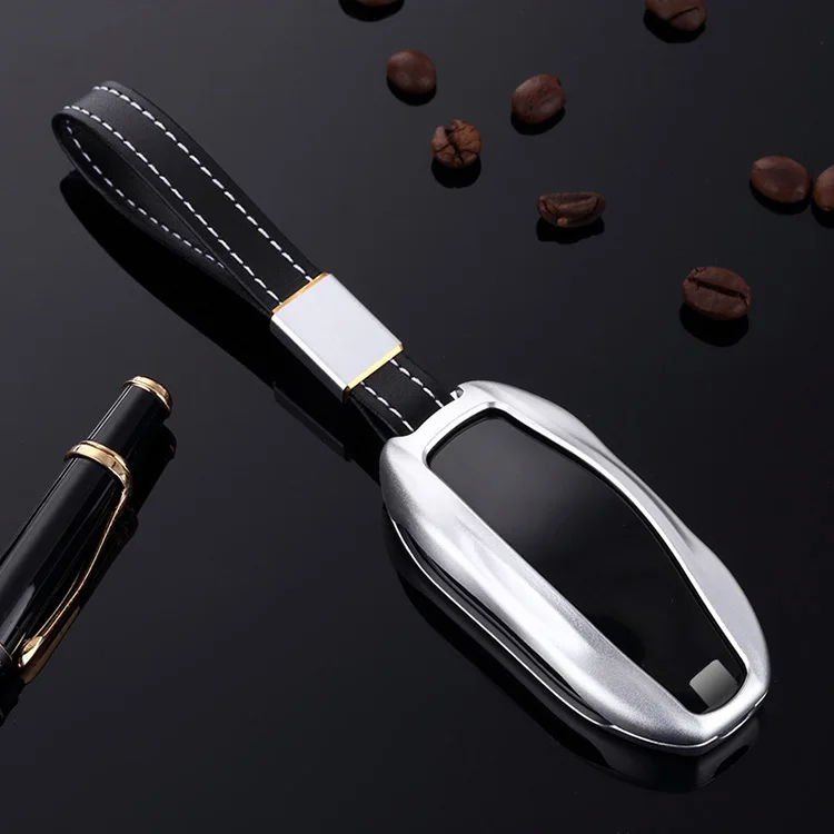 Чехол для ключей Tesla Model S из алюминиевого сплава + кожаный защитный чехол