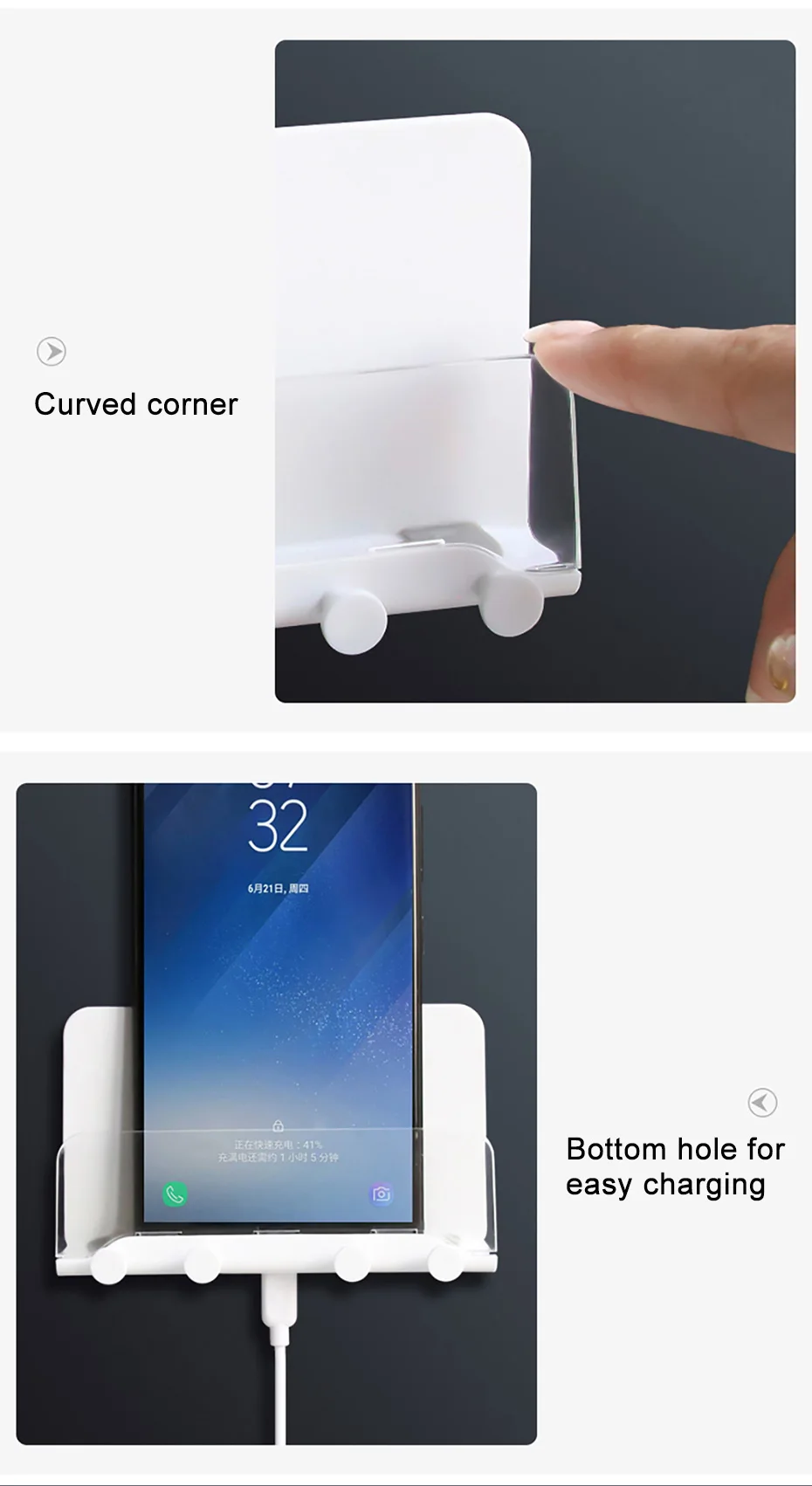 Держатель для мобильного телефона, подставка для iPhone7, 8 X, настенный держатель, клейкая подставка, портативное настенное зарядное устройство для телефона, крючок, держатель, подвесной