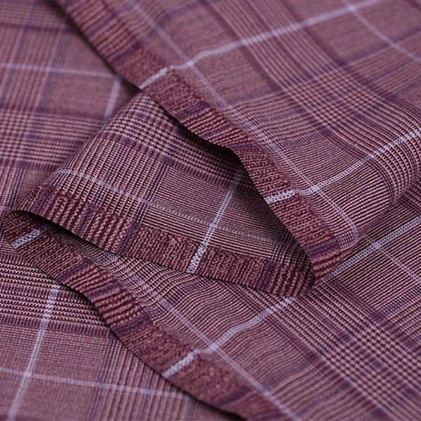 

150CM Wide 320G/M Weight Gray Purple Red Check Thin Wool Fabric for Spring and Autumn Dress Shirt Jacket Suit E474