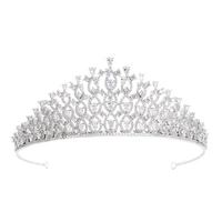 cubic zirconia wedding bridal princess tiara crown women girl prom hair jewelry accessories real platinum plated ch10291