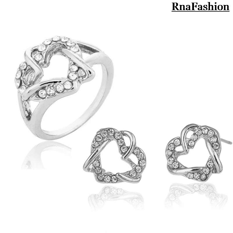 RNAFASHION Свадебные Ювелирные наборы для невесты серьги гвоздики кольцо Vestidos Для