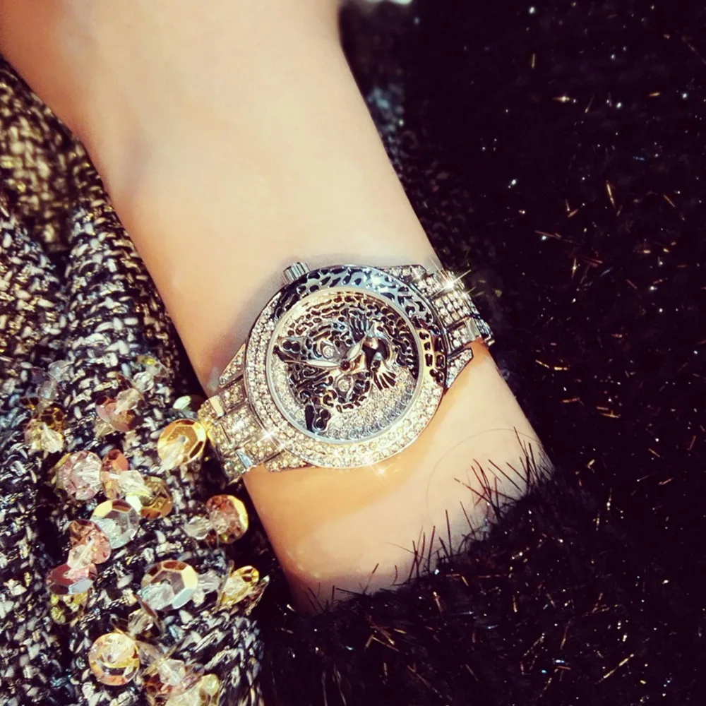 Лидер продаж женские часы высшего качества роскошные стальные полностью Стразы