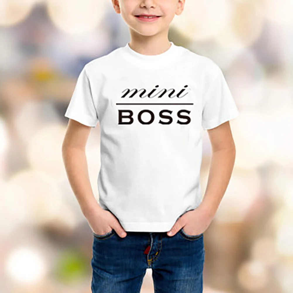 Хлопковая футболка с надписью Boss для взрослых и детей одинаковые топы мамы дочки
