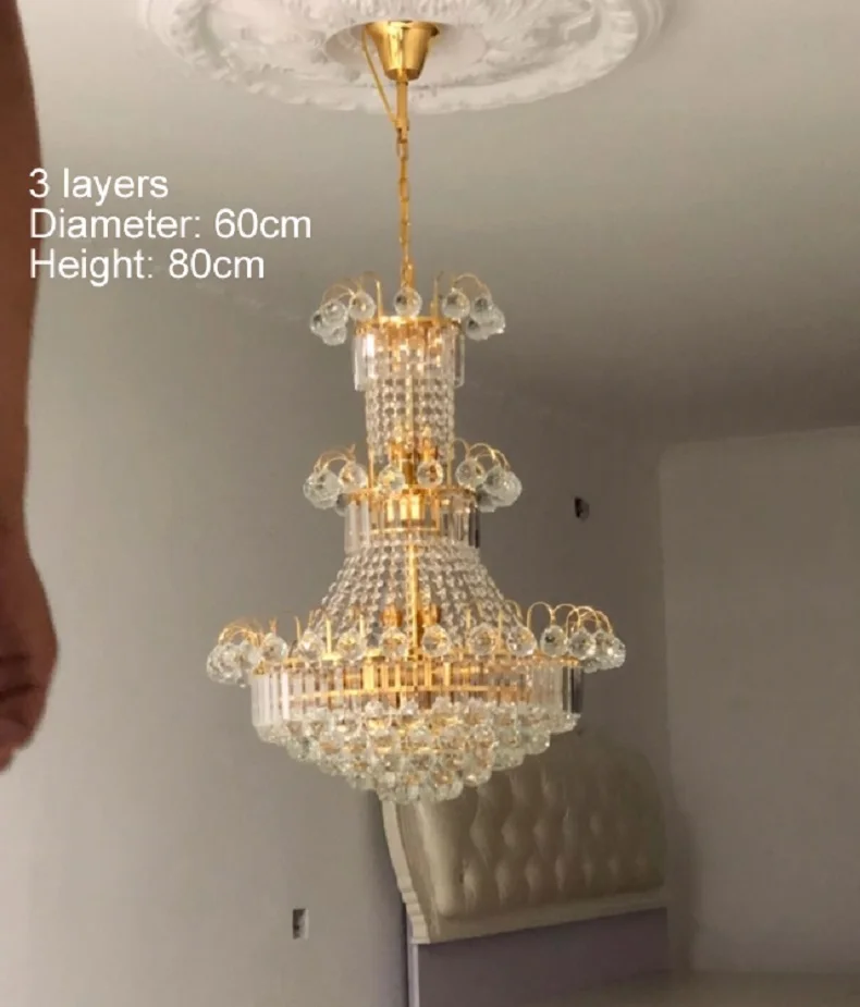 Современная хрустальная люстра освещение большой блеск K9 Led Золотая хрустальная люстра лампа высококлассная королевская гостиная отель