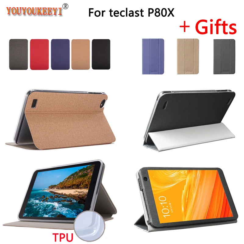 Newest Stand Cover Case For Teclast P80x Tablet 8.0inch Pu Leather Case For P80H New +Film+ stylus pen